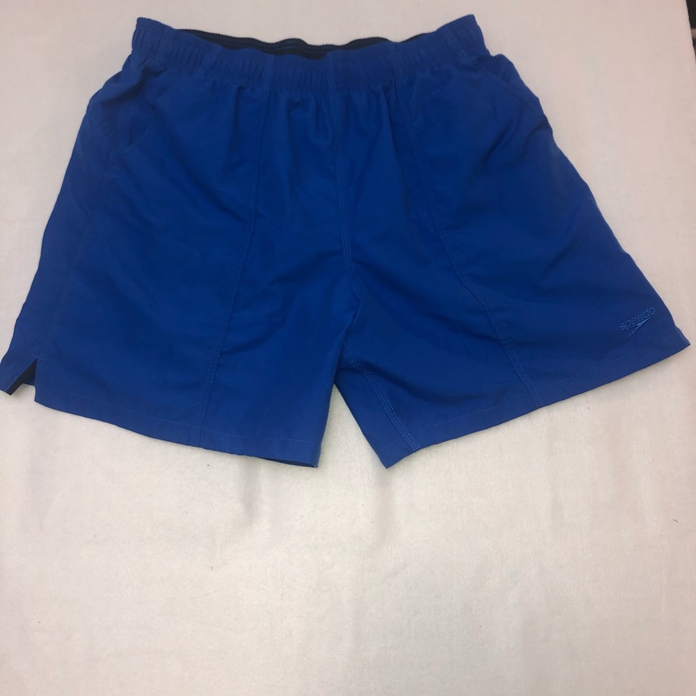 Blue Speedo - Size XL Waist 34”- Men's Lined Swim Trunks Board Shorts-Pockets